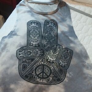 Fifth Sun Gray and Black Hamsa Tank Top
